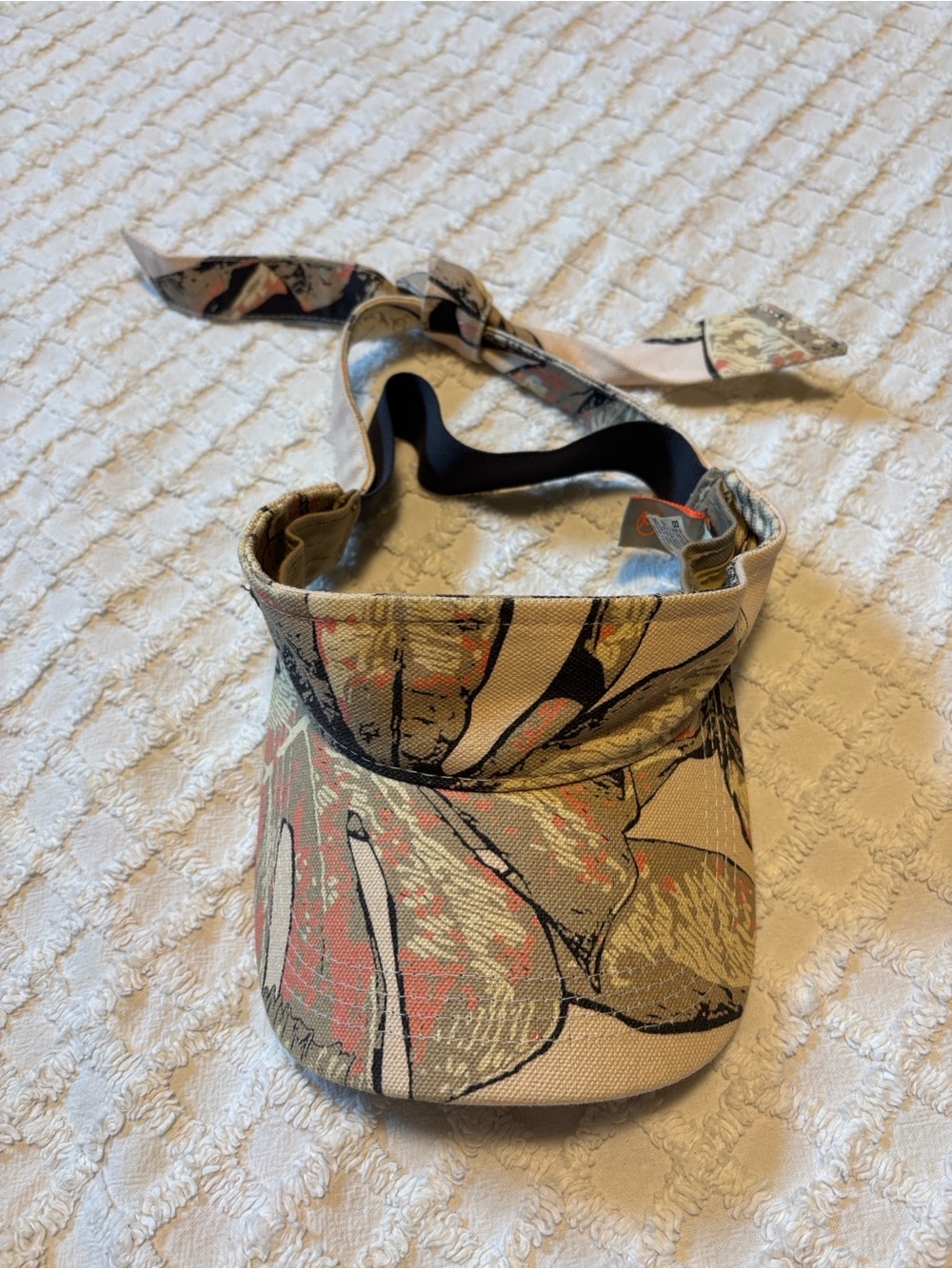 Maaji Floral Canvas Visor in Beige, Coral and Black